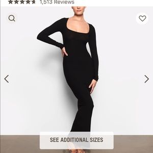 SKIMS Black Long Sleeve Dress